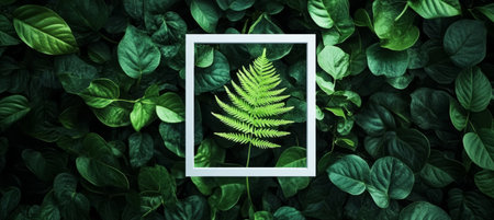 A Lush Sanctuary of Deep Green Foliage Featuring Elegant Ferns in a Serene Botanical Sceneの素材