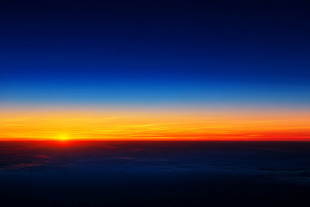 Vibrant Sunset Over Calm Ocean Waters, A Stunning Display of Nature s Color Palette and Serenityの素材