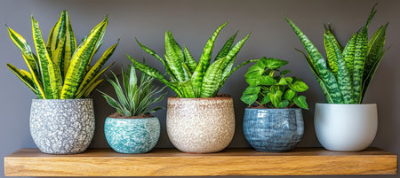 Eclectic Houseplant Showcase Featuring a Colorful Array of Potted Greenery and Tropical Foliageの素材