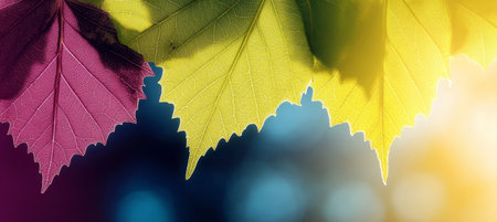 Vibrant Translucent Foliage with Dramatic Leaves Creating a Surreal Spring and Summer Effectの素材