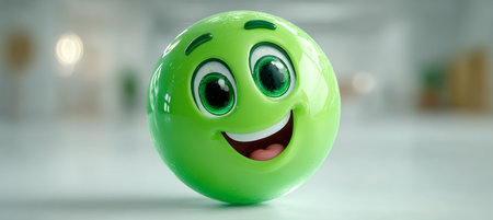 Adorable Smiley Ball with Huge Doll-like Eyes Capturing Joy and Playfulness in Isolated Settingの素材
