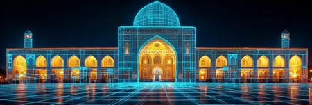 Architectural Marvel of Azerbaijan Stunning Mosque Geometry with Intricate Patterns and Light Playの素材