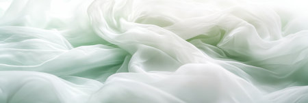 Elegant Mint Seafoam Gradient Veil Abstract Design with Smooth Waves and Airy Light Folds in Artの素材