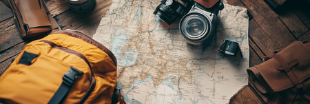 Exploring the Great Outdoors A Journey Through Nature with Maps, Backpacks, and Adventure Awaitsの素材