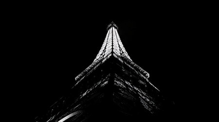 Eiffel Tower Silhouette Against Starry Night Sky, Iconic Paris Landmark with Magical Atmosphereの素材