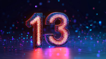 Futuristic Celebration with Number Thirteen Art for Technology or Gaming Promotion Bannerの素材