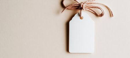 Blank, Simple Merchandise Gift Price Product Labels Hang Tag Sale Sign with Nature Light Twine Paperの素材