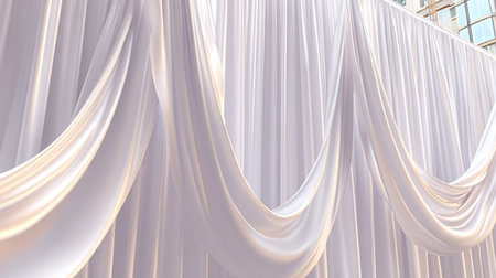 Elegant White Curtain Backdrop for Events, Weddings, and Ceremonies, Soft Light and Aesthetic Decorの素材