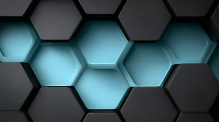 Stylish Composition of Grey and Soft Blue Hexagons Creating a Modern Abstract Background Designの素材
