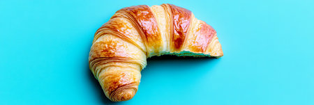 Golden Croissant on a Bright Background, Ideal for Breakfast and Pastry Enthusiasts Everywhereの素材