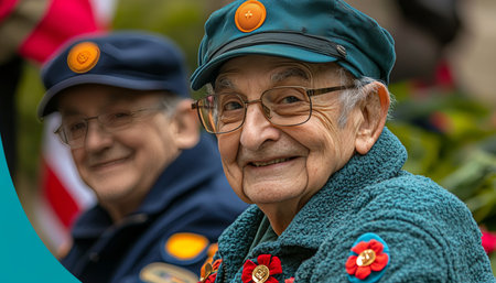 World War Tribute Honor and Respect for Courageous Veterans in Military Medals and Celebrationsの素材