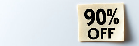 Vibrant 90 Percent Off Promotional Banner Design for Store Clearance Sales and Seasonal Discountsの素材