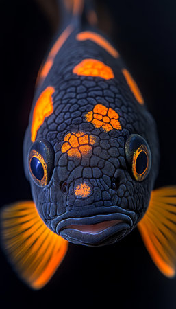 Close Up of Mottled Groper with Big Eyes in Its Natural Aquatic Habitat, Captured Beautifullyの素材