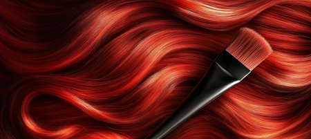 Elegant auburn hair styled in luxurious waves, perfect for creating a stunning beauty backdrop.の素材