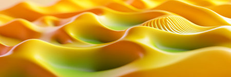Abstract Undulating Terrain with Vibrant Yellow and Green Waves Featuring Textured Patternsの素材