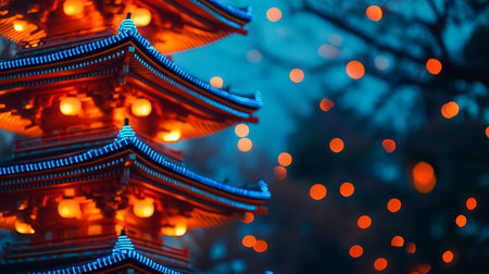 Sens-ji Temple in Tokyo at Night Stunning Illumination and Rich Cultural Architectureの素材