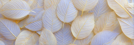 Intricate Veins of Pale Pastel Autumn Leaves, Delicate White Textures Create a Beautiful Compositionの素材