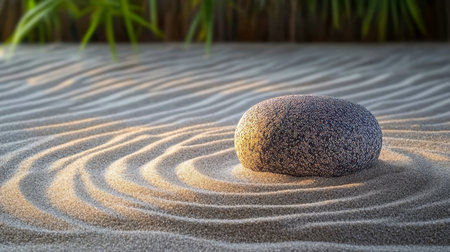 Tranquil Zen Meditation Garden A Serene Landscape with Peaceful Ripples and Beautiful Stonesの素材