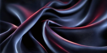 Elegant Deep Indigo Fabric with Dramatic Pink Highlights Creating Attractive Flowing Drapery Designの素材