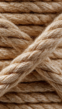 Natural Jute Fiber Closeup for Fashion and Craft Projects, Vintage Style Rope Texture Designの素材