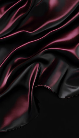 Luxurious Dark Purple and Black Satin Fabric with Elegant Drape and Smooth Silky Texture for Fashionの素材