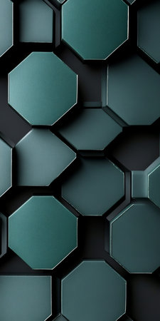 Green Hexagonal Tiles Background with Stylish Textures and Abstract Geometric Pattern Designの素材