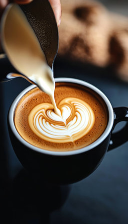 Crafting Coffee Perfection A Barista s Touch in Creating Mesmerising Latte Art and Aroma Harmonyの素材