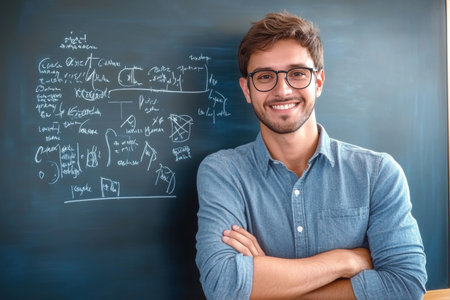 Enthusiastic Math Expert Radiates Passion and Brilliance in Educational Environment with Studentsの素材
