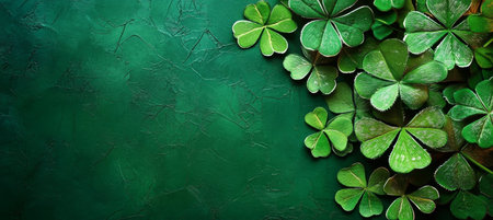 St. Patrick s Day Green Backdrop with Bright Irish Shamrocks for Festive Designs and Celebrationsの素材