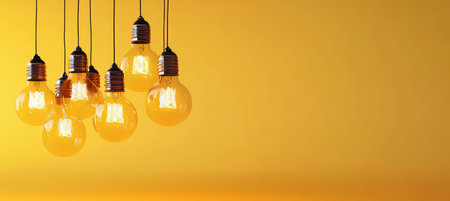 Elegant Vintage Hanging Lamps with Amber Glow, Creating a Cozy Atmosphere in Light Orange Backgroundの素材