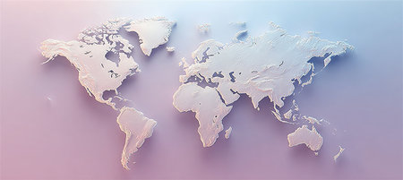 A Stunning 3D Textured World Map Featuring Complex Coastlines for an Engaging Geography Presentationの素材