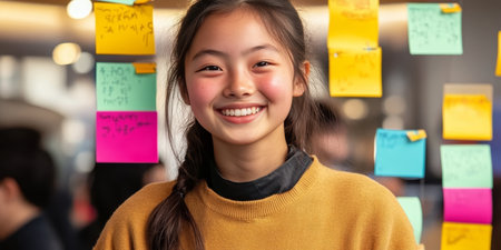 A Positive Chinese Teenage Girl Cultivating a Successful Study Environment for Academic Successの素材