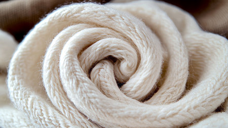 Soft wool rose crafted from textured fibers, creating a warm, pure sensation in art decorationの素材