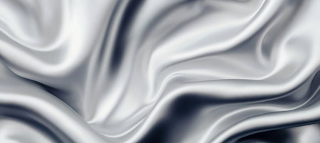 Elegant Abstract White Silk Fabric with Smooth Surface Featuring Undulating Folds and Soft Draperyの素材