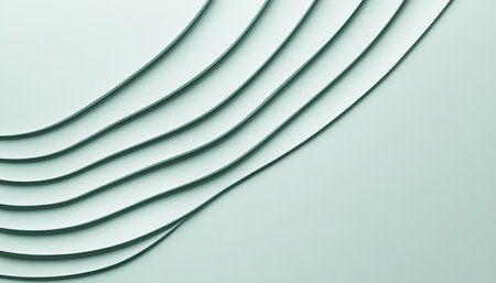 Elegant Seafoam Green Curves with Depth and Gentle Color Gradients for Abstract Minimalist Designの素材