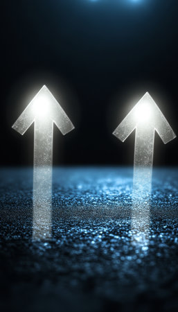 Futuristic Directional Visuals Representing Innovation and Progress in Global Business Environmentの素材