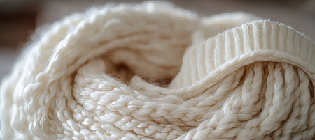 Elegant White Wool Snood Embracing Softness with Exquisite Textures and Cozy Warmth for Styleの素材
