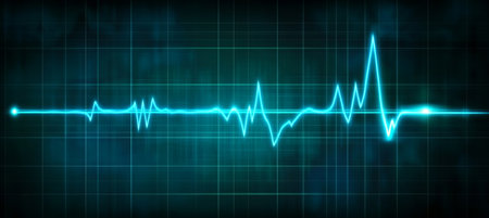 Crisp Graph Illustration Simulating a Health Crisis with Heartbeat Failure on Dark Blue Backgroundの素材