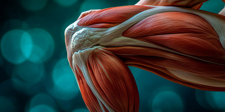 Anatomical Study of Human Leg Muscles and Tendons in Dynamic Bent Knee Pose for Health Educationの素材
