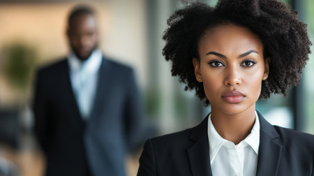 Concerned Businesswoman in Modern Workspace Feeling Uneasy Due to Distressed Worker Environmentの素材
