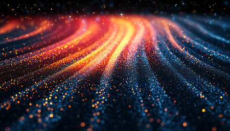 Futuristic Computing Background with Colorful Light Streaks and Modern Data Visualizationの素材