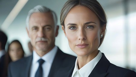 Serious female professional at a corporate enterprise displaying leadership and determinationの素材