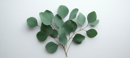 Serene Eucalyptus Silver Drops on Soft Pastel Gray Wallpaper, Embracing Natural Calmness and Beautyの素材