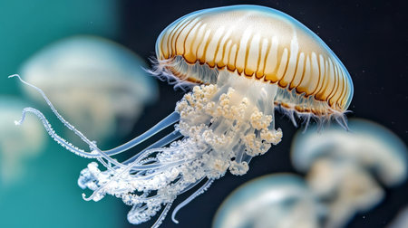 Ethereal Dance of Bioluminescent Jellyfish in the Deep Ocean A Mesmerizing Aquatic Ballet Displayの素材