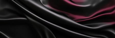 Luxurious Texture of Abstract Fabric Surface Wallpaper with Sleek Black Velvet Touch on Deep Crimsonの素材