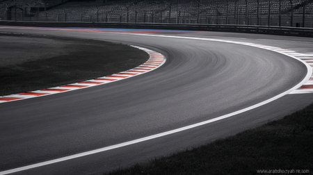 Thrilling Asphalt Motor Sport Scene with Exciting Road Race Turns on a Modern High-Performance Trackの素材