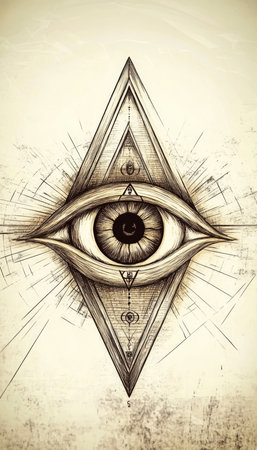 The All-Seeing Eye Symbol in a Diamond Shape A Spiritual and Mystical Representation of Knowledgeの素材
