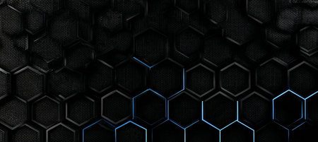 Dark Backdrop with Geometric Shapes and Blue Highlights for an Abstract Background Designの素材