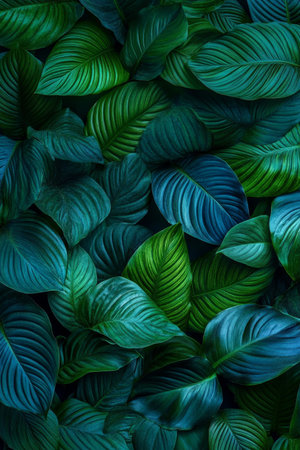 Lush Tropical Foliage with Variegated Green Tones for Stunning Interior Design Inspirationの素材