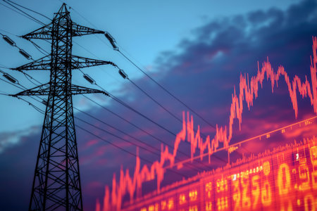 Volatility in Energetic Sector Investments with Stock Chart of Power Line Infrastructure Trendsの素材